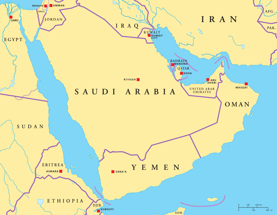GCC region on Middle East map